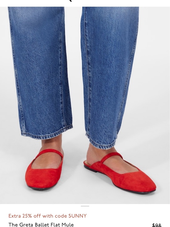 Madewell Shoes - Madewell Greta Red Ballet Flat Mules with Strap size 6